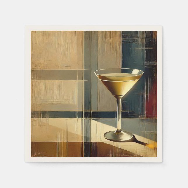 Mid Century Modern Martini in a Moonbeam Napkins (Front)