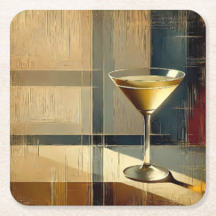 Mid Century Modern Martini in a Moonbeam Square Paper Coaster