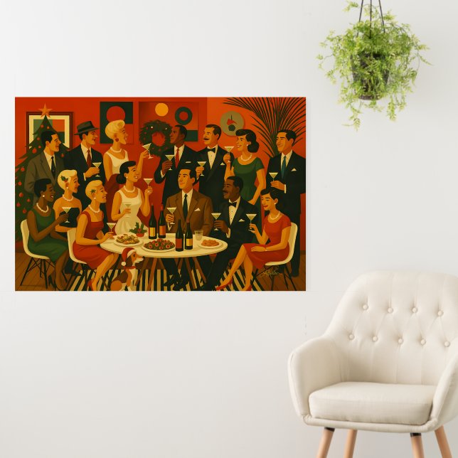 Mid Century Modern Martini Intellectuals Christmas Foam Board (In Situ (Wall))