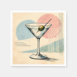 Mid Century Modern Martini Pastel Minimalist Art Napkins
