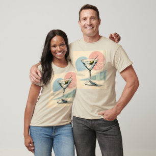 Mid Century Modern Martini Pastel Minimalist Art T-Shirt