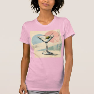 Mid Century Modern Martini Pastel Minimalist Art T-Shirt
