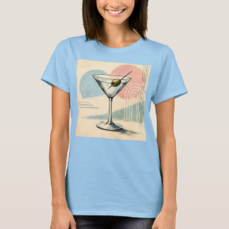 Mid Century Modern Martini Pastel Minimalist Art T-Shirt