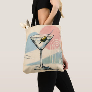 Mid Century Modern Martini Pastel Minimalist Art Tote Bag
