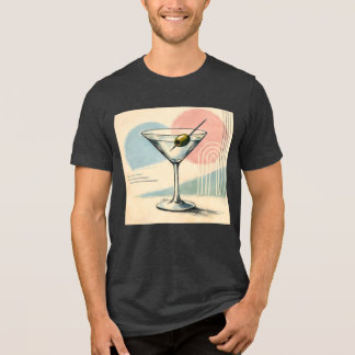 Mid Century Modern Martini Pastel Minimalist Art Tri-Blend Shirt
