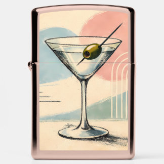 Mid Century Modern Martini Pastel Minimalist Art Zippo Lighter