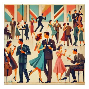 Mid Century Modern Martinis At The Club Poster