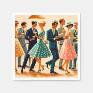Mid Century Modern Martinis Dancing Cocktail Party Napkins