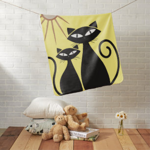 Mid Century Modern MCM Cool Black Cat  Baby Blanket