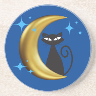 Mid Century Modern MCM Retro Atomic Black Cat Coaster