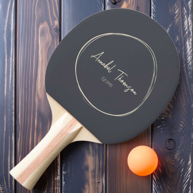 Mid-Century Modern Mediterranean Gray with Name Ping Pong Paddle (Creator Uploaded)