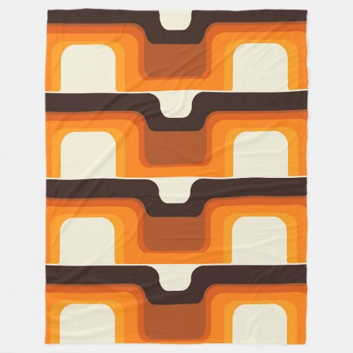 Mid_Century Modern Meets 1970s Orange Fleece Blanket