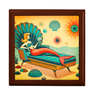 “Mid-Century Modern Mermaid on Seashell Chaise" Gift Box
