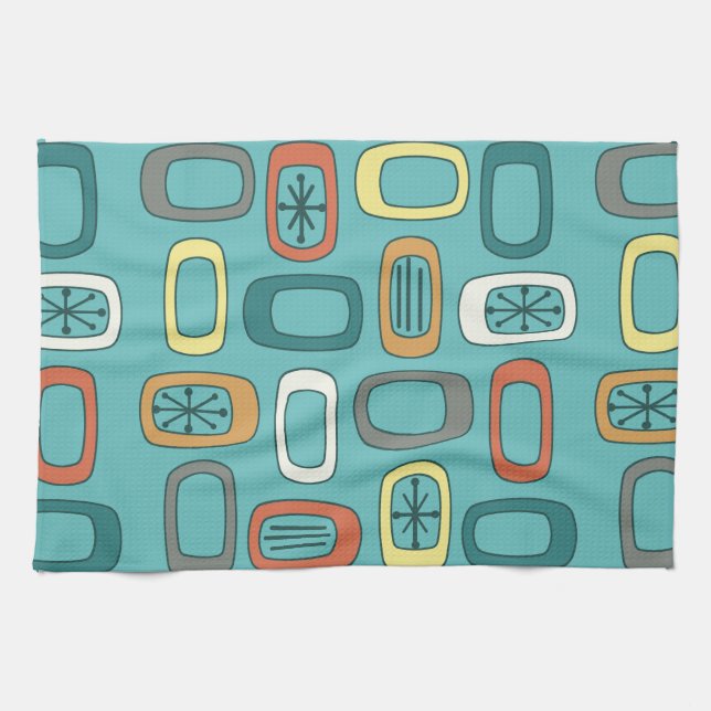 mid century modern, midcentury, art, geometric, pa kitchen towel (Horizontal)