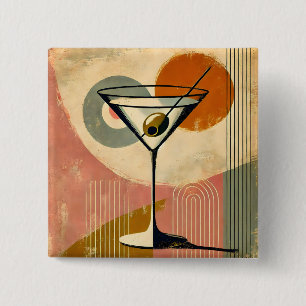 Mid Century Modern Minimalist Art Martini Button