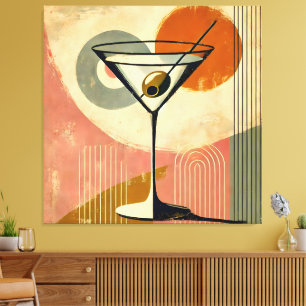 Mid Century Modern Minimalist Art Martini Canvas Print