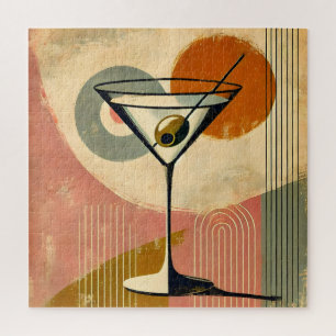 Mid Century Modern Minimalist Art Martini Jigsaw Puzzle