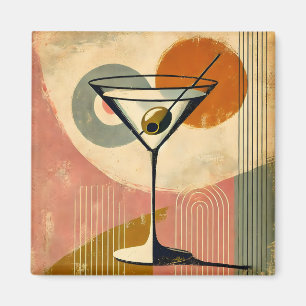 Mid Century Modern Minimalist Art Martini Magnet