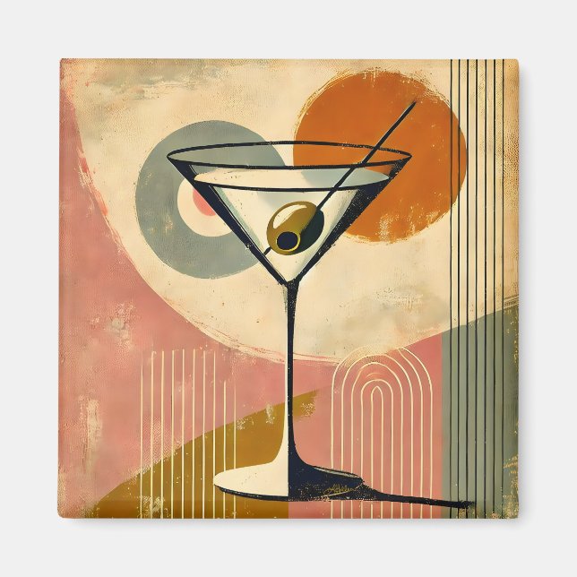 Mid Century Modern Minimalist Art Martini Magnet (Front)