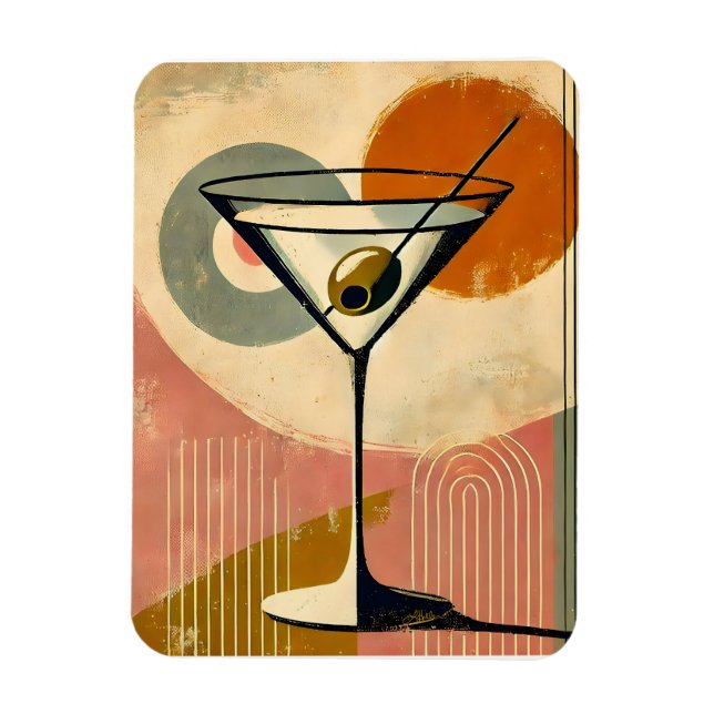 Mid Century Modern Minimalist Art Martini Magnet (Vertical)