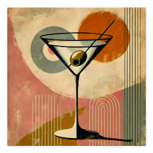 Mid Century Modern Minimalist Art Martini Poster