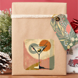 Mid Century Modern Minimalist Art Martini Square Sticker