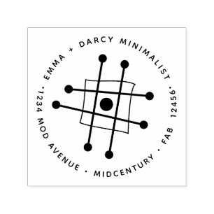 Mid-Century Modern Minimalist Atomic Square Atom Self-inking Stamp