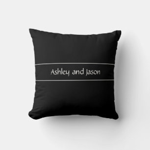 Mid Century Modern Minimalist Custom Couple Names Throw Pillow