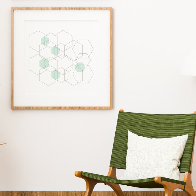 Mid Century Modern Minimalist Geometric Hexagons Poster (Creator Uploaded)