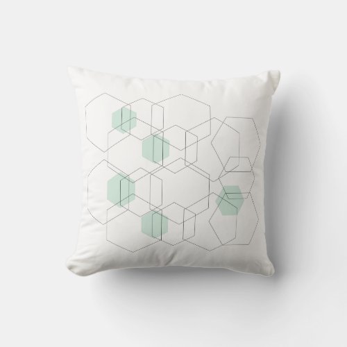 Mid Century Modern Minimalist Geometric Hexagons Throw Pillow