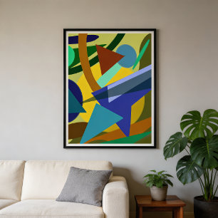 Mid century modern minimalist geometric shapes poster