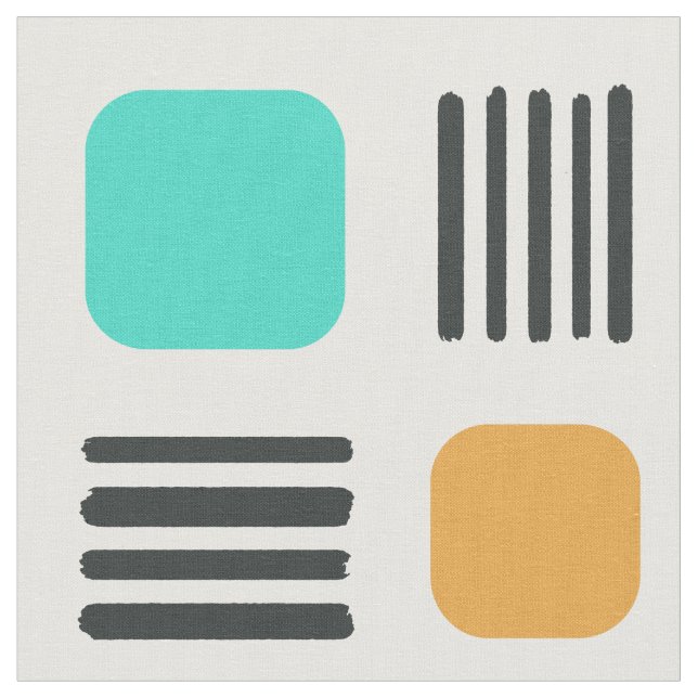 Mid Century Modern Minimalist Squares Lines Fabric (Close Up)