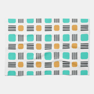 Mid Century Modern Minimalist Squares Lines Kitchen Towel