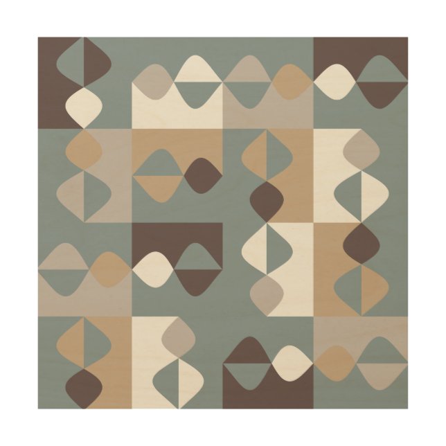 Mid Century Modern - Mint Chocolate Caramel Wood Wall Art (Front)