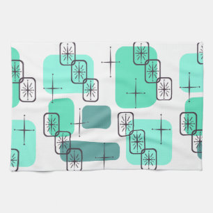 Mid Century Modern Mint Green Turquoise Kitchen Towel