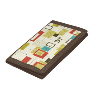 Mid Century Modern Monogram Personalized Retro Tri-fold Wallet
