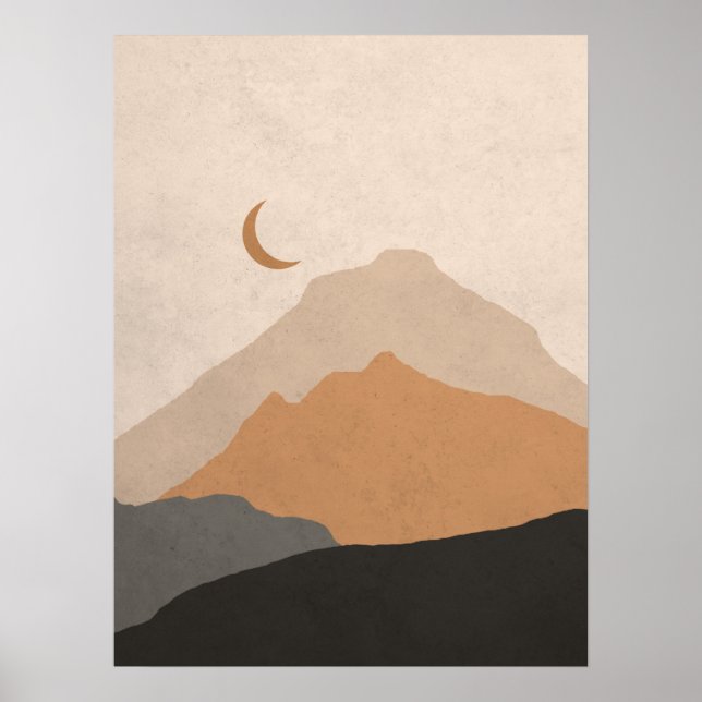 Mid Century Modern Mountains Abstract Poster (Front)