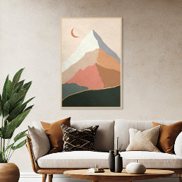 Mid Century Modern Mountains Abstract Poster