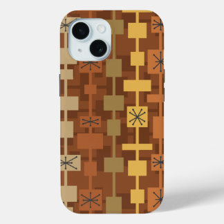 Mid Century Modern Multicolored Brown iPhone 15 Case
