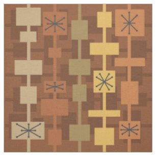 Mid Century Modern Multicolored Brown Fabric