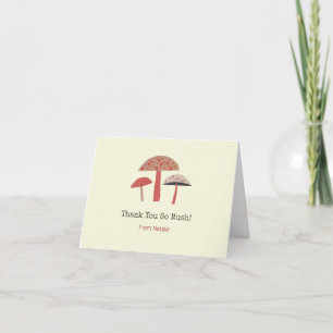 Mid-Century Modern Mushroom Typewriter Font Thank You Card