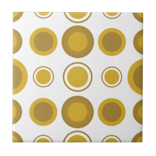Mid-Century Modern Mustard Gold Circle Pattern Ceramic Tile