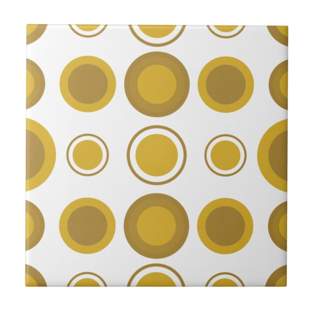 Mid-Century Modern Mustard Gold Circle Pattern Ceramic Tile (Front)