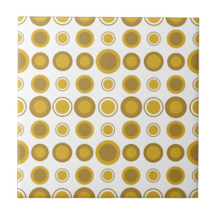 Mid-Century Modern Mustard Gold Geometric Pattern Ceramic Tile