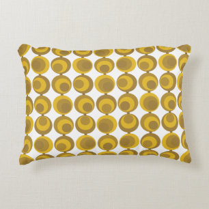 Mid-Century Modern Mustard Gold Retro Geo Pattern Accent Pillow