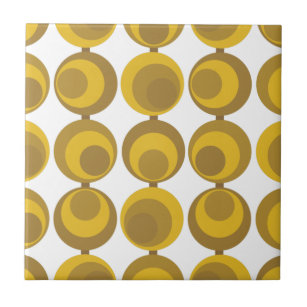 Mid-Century Modern Mustard Gold Retro Geo Pattern Ceramic Tile