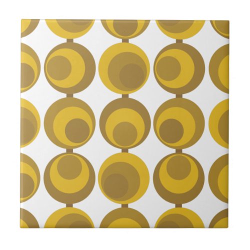 Mid_Century Modern Mustard Gold Retro Geo Pattern Ceramic Tile