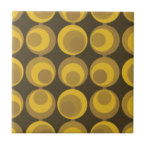 Mid_Century Modern Mustard Gold Retro Geo Pattern  Ceramic Tile
