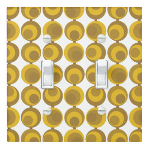 Mid-Century Modern Mustard Gold Retro Geo Pattern Light Switch Cover