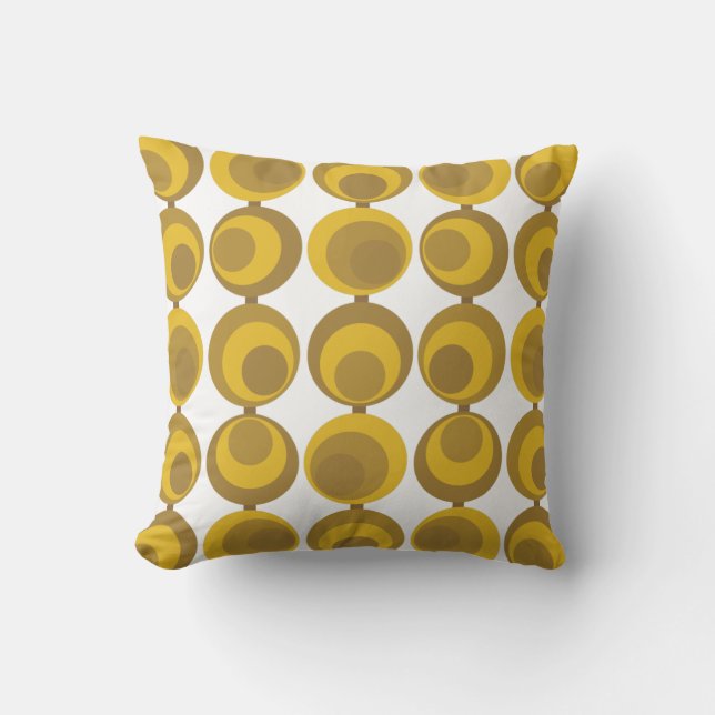 Mid-Century Modern Mustard Gold Retro Geo Pattern  Throw Pillow (Front)